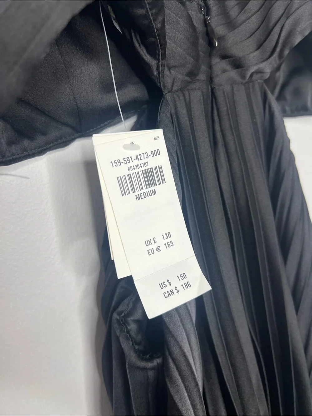 NWT Abercrombie Black Pleated Cut Out Maxi Dress Plunge V Neck Sleeveless Medium